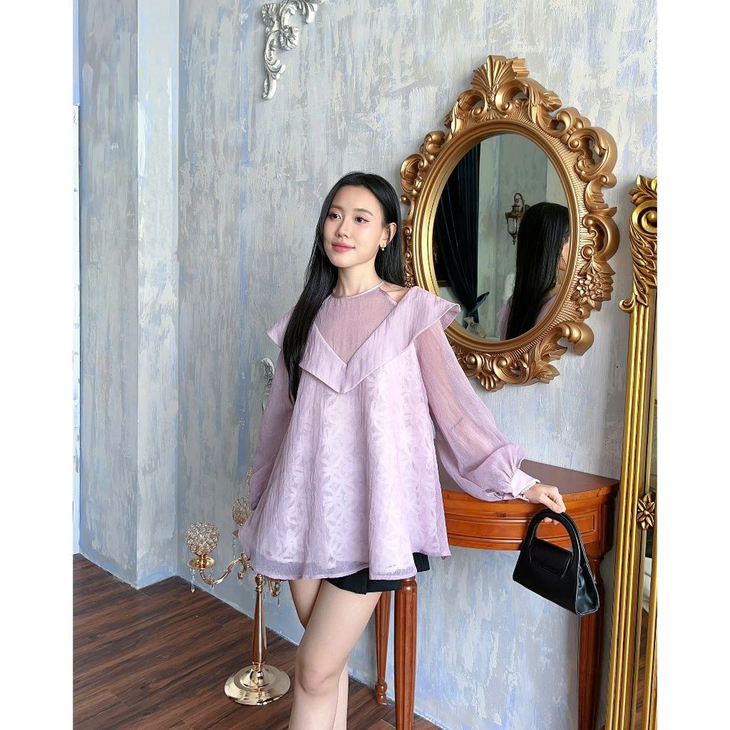 Áo Nữ Babydoll Tay Dài Bồng Nữ Tính Thanh Lịch - FERNA TOP - GOÛT DE JUN