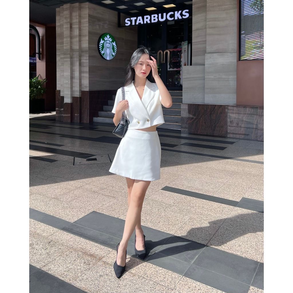 Set Áo Vest Croptop Phối Chân Váy Chữ A Basic Công Sở (bán lẻ) - PAMPI SET - GOÛT DE JUN