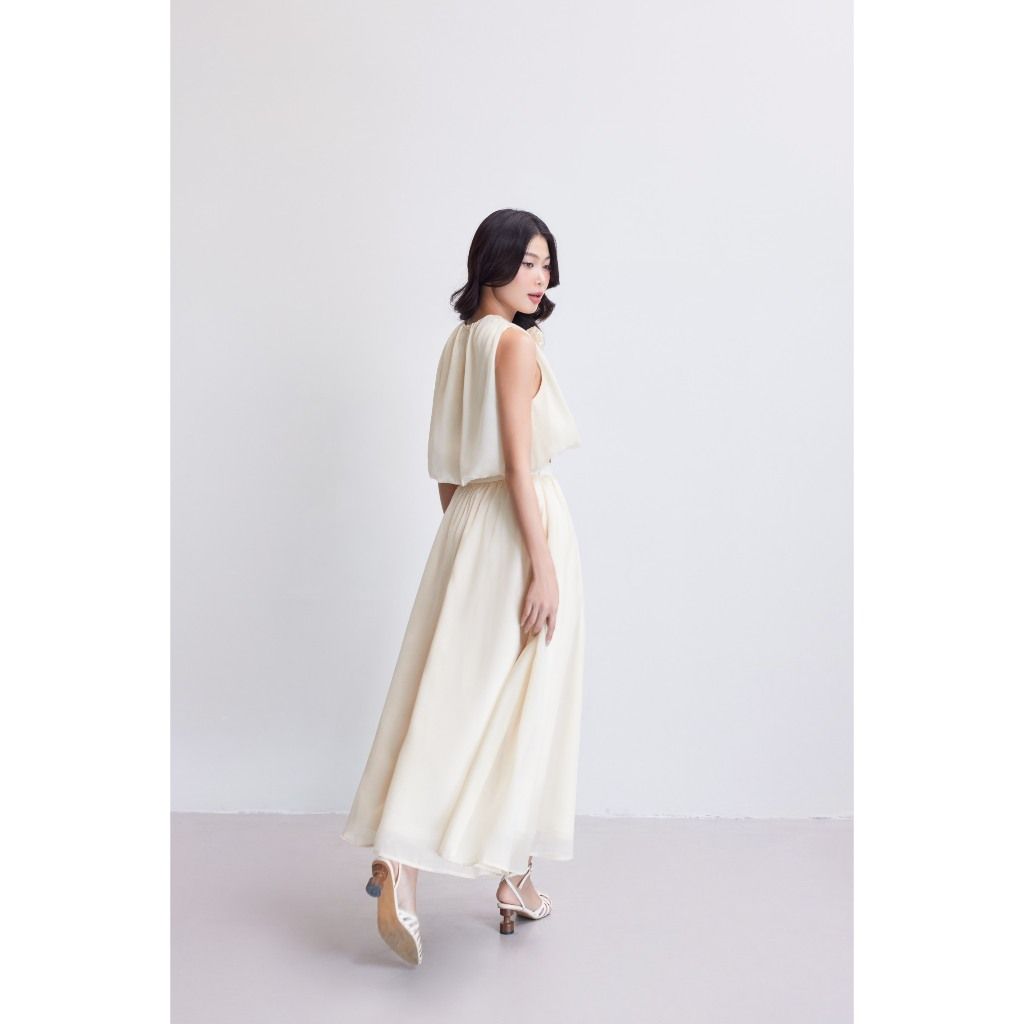 Set Áo Croptop Phối Chân Váy Dài Tơ Lụa Thanh Lịch (bán lẻ) - JIMIN SET - GOÛT DE JUN
