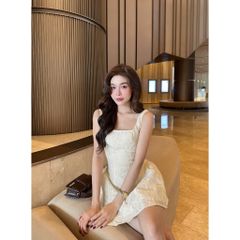 Đầm Nữ Dự Tiệc Mini Cổ Vuông Ren Hoa Form Xòe Quyến Rũ  - MINIS DRESS - GOÛT DE JUN