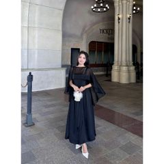Đầm Nữ Dự Tiệc Hai Dây Dáng Xoè Trơn Kèm Áo Choàng Sang Trọng Quyến Rũ - GABBIE DRESS - GOÛT DE JUN