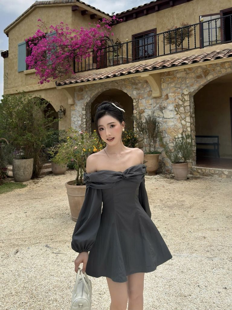 Đầm Nữ JURSO Tay Dài Trễ Vai Thanh Lịch GOÛT DE JUN