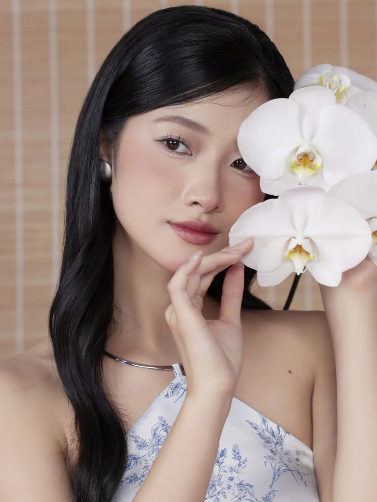 (Bán Lẻ) Set Áo Dài PHÚC HY Cổ Yếm Vải Gấm Hoa Và Quần Lụa Dài Ống Suông  GOÛT DE JUN