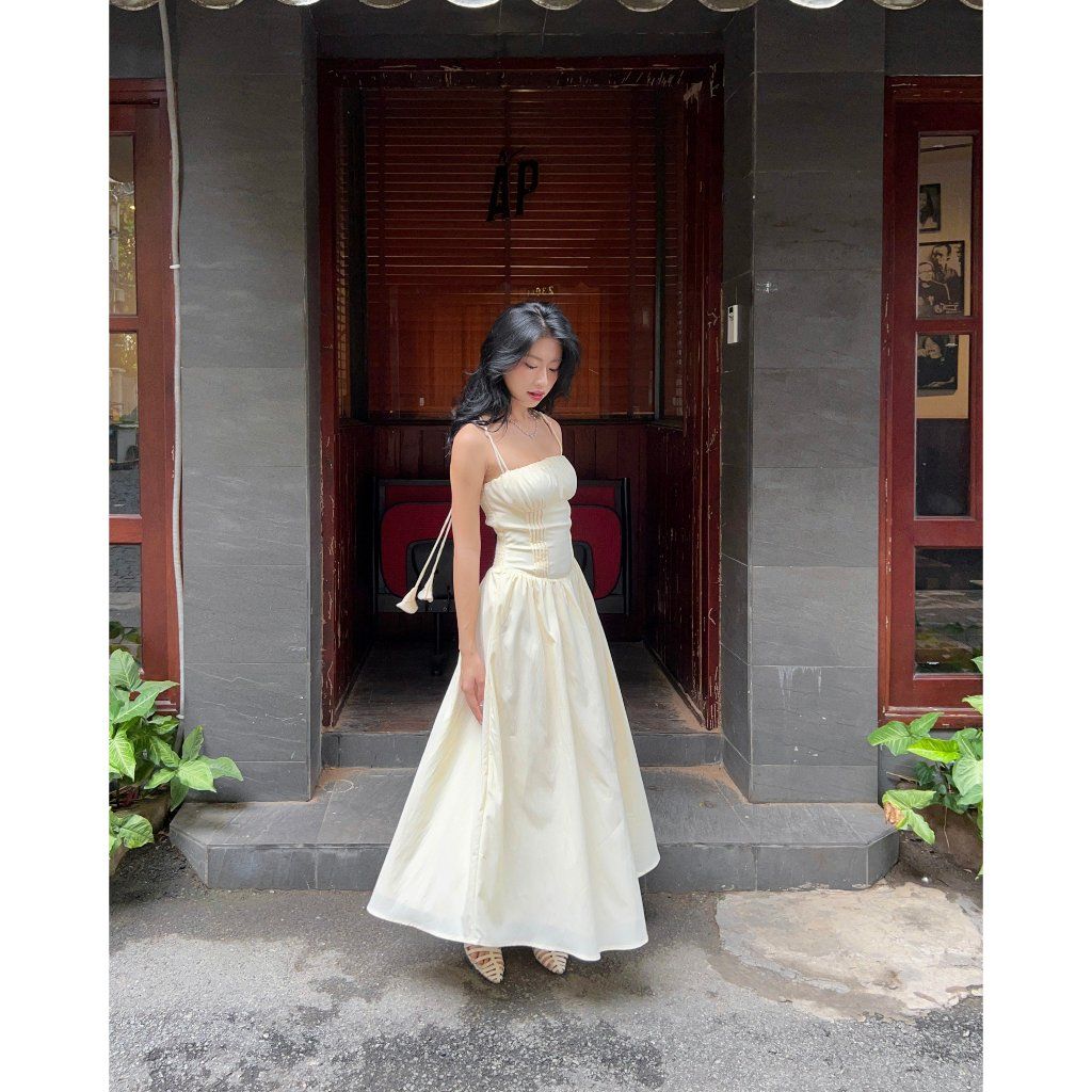 Đầm Nữ Hai Dây Dáng Dài Nhún Ngực Nữ Tính - JOSE DRESS - GOÛT DE JUN