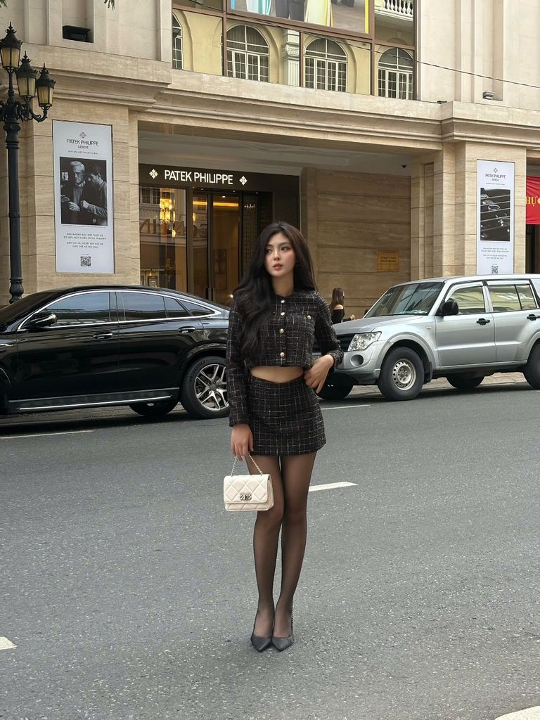 Set Áo Nữ Tweed Tiểu Thư Tay Dài Phối Chân Váy A Lưng Cao Tôn Dáng (bán lẻ) - JORDI SET - GOÛT DE JUN