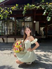 Đầm Nữ NANIR Dáng Ngắn Trễ Vai Cúp Ngực Form A Dự Tiệc GOÛT DE JUN