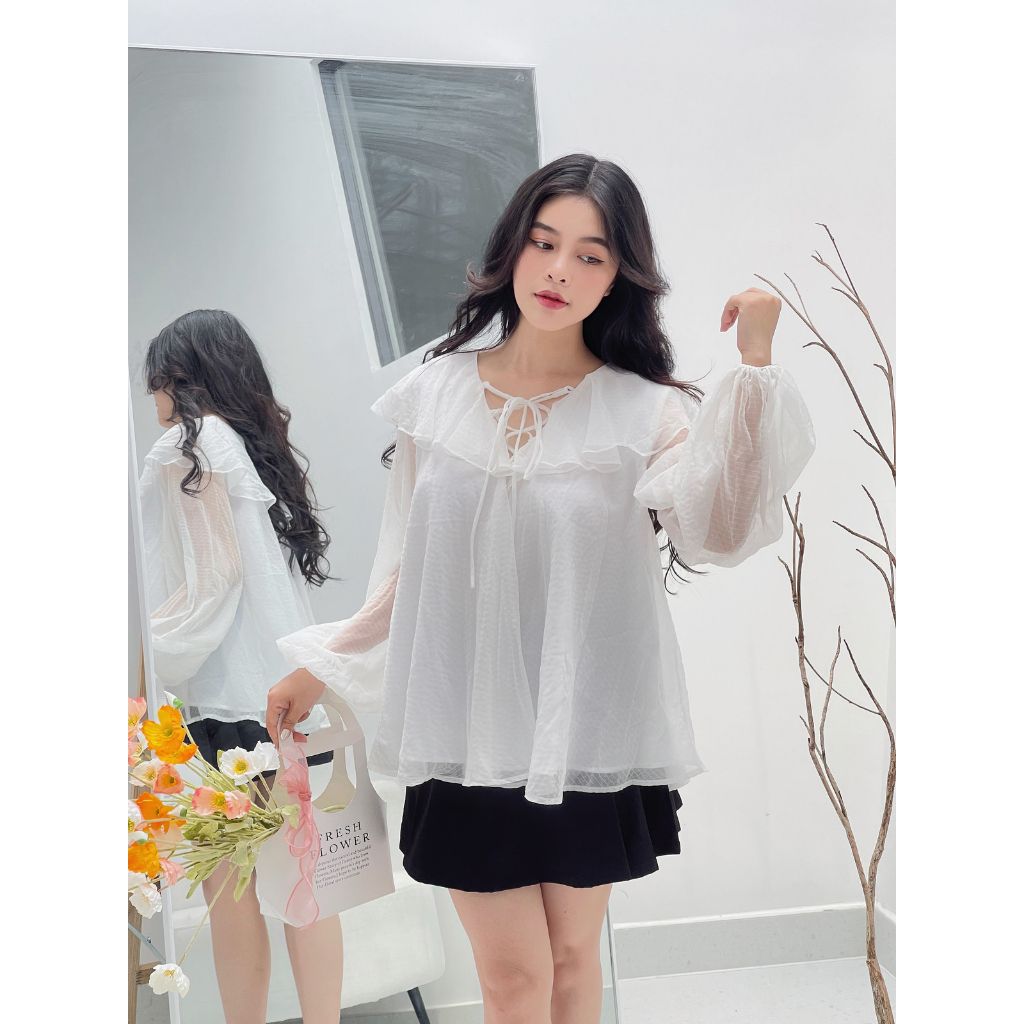 Áo Kiểu Nữ Cổ Bèo Hai Lớp Nữ Tính - TAYO TOP - GOÛT DE JUN