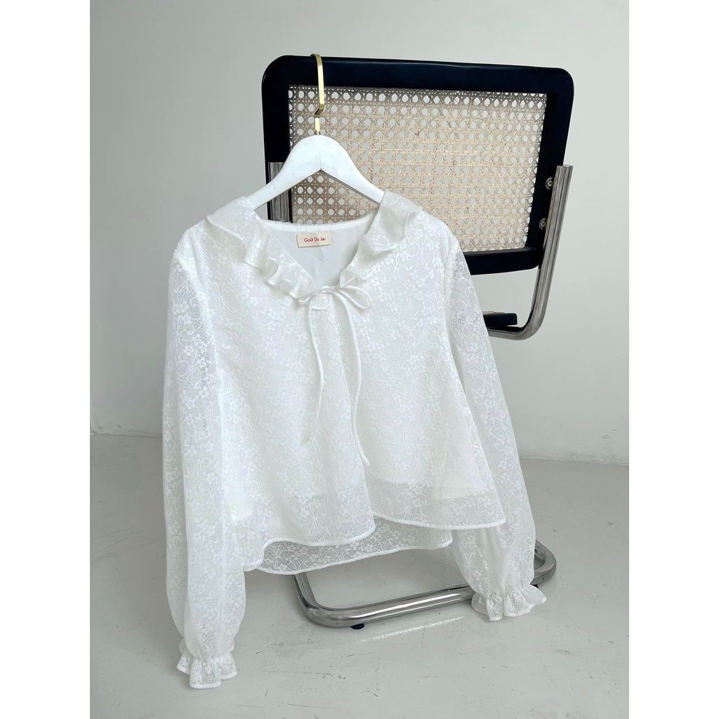 GOÛT DE JUN - Áo ren cổ bèo tay dài - Rinka Top