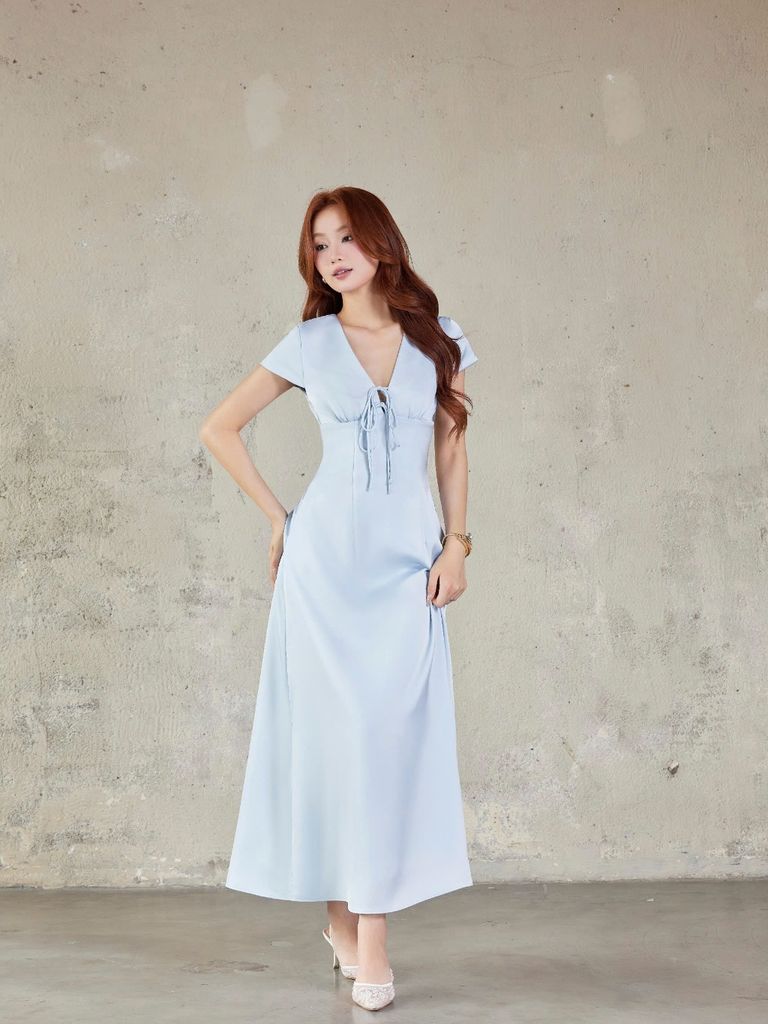 Đầm Nữ WISREN Cổ V Chất Lụa Mịn Sang Trọng GOÛT DE JUN