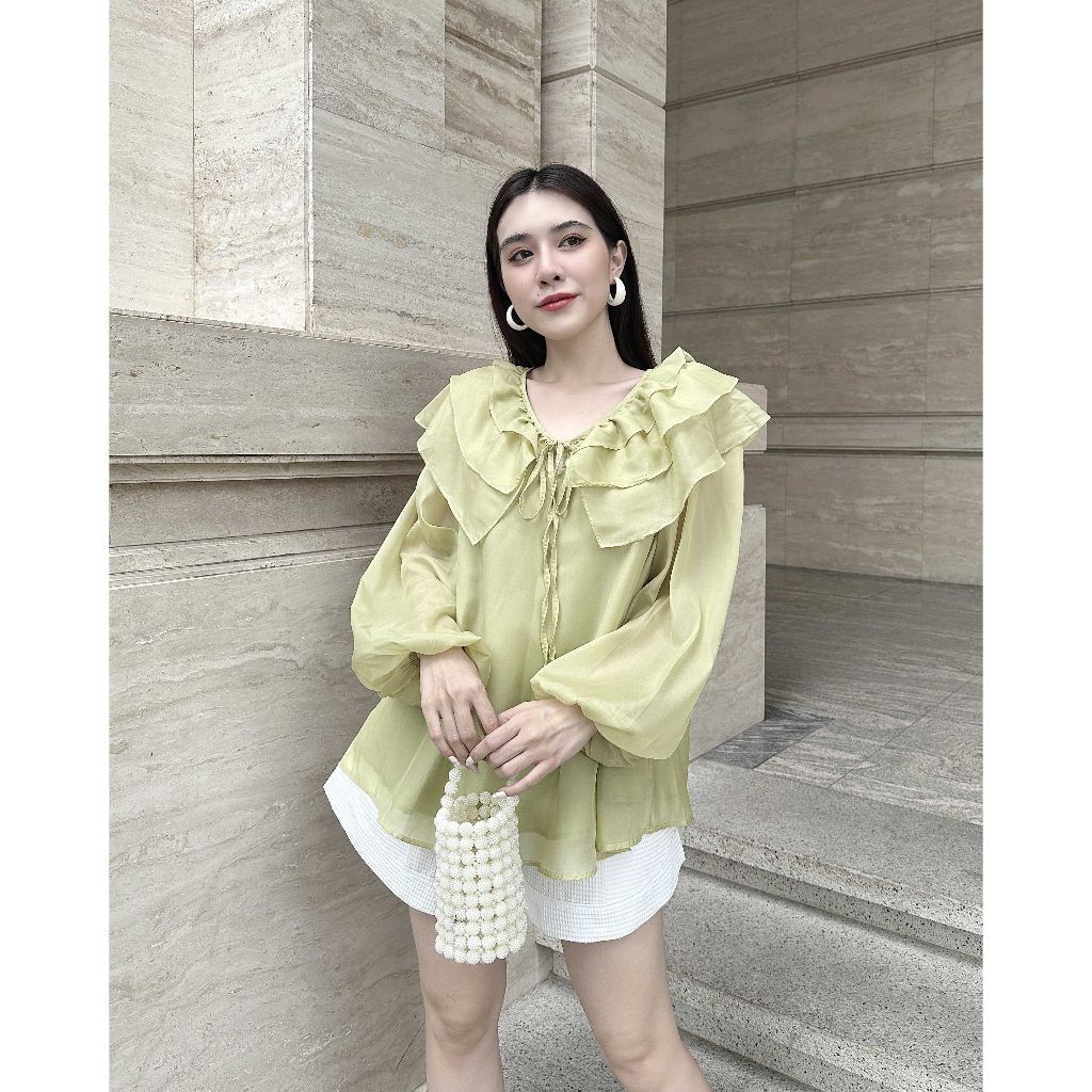GOÛT DE JUN - Áo nữ thiết kế cổ bèo tay phồng - HEBE TOP