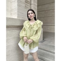GOÛT DE JUN - Áo nữ thiết kế cổ bèo tay phồng - HEBE TOP