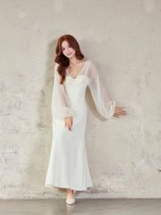 Đầm Nữ CIFUL Tay Dài Phối Voan Đi Tiệc Thanh Lịch GOÛT DE JUN
