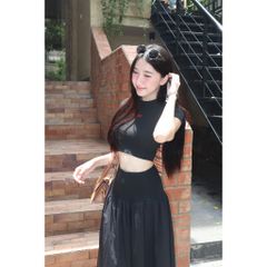 Set Áo Croptop Nữ Basic Phối Chân Váy Dài Dáng Xòe ( bán lẻ ) - KARIN SET - GOÛT DE JUN