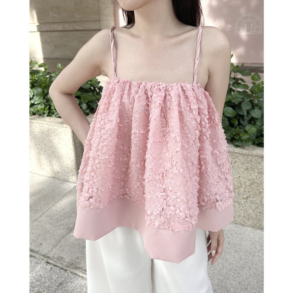 Áo hai dây nữ babydoll họa tiết hoa nổi - RONA TOP - GOÛT DE JUN
