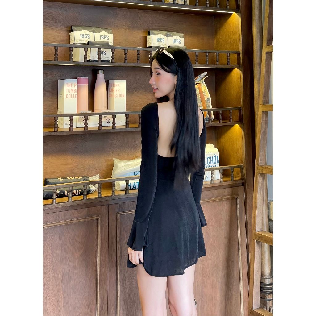 Đầm Body Nữ Tay Dài Hở Lưng Form Xòe Tôn Dáng - DOWY DRESS - GOÛT DE JUN