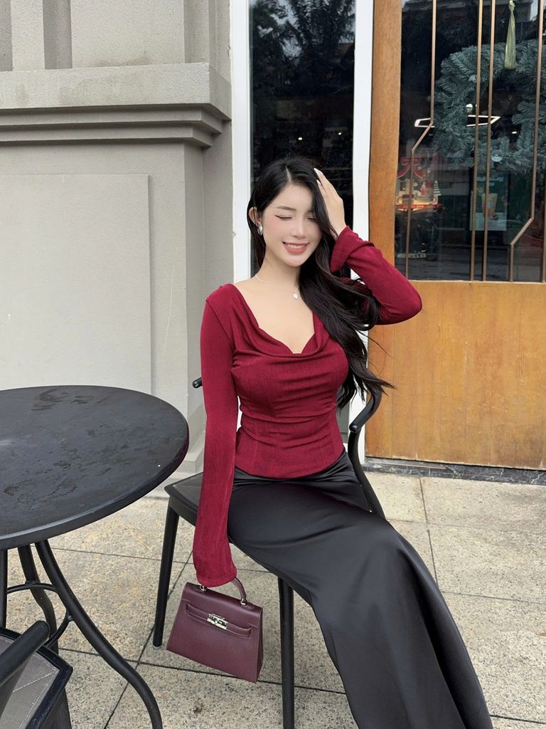 Áo Kiểu Nữ IMORY Tay Dài Cổ Đổ Hở Lưng Nữ Tính GOÛT DE JUN