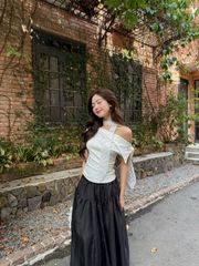 Áo Kiểu Nữ Trễ Vai , Áo Lệch Vai Chiết Nhún Eo Tôn Dáng  - RUGGIN TOP - GOÛT DE JUN