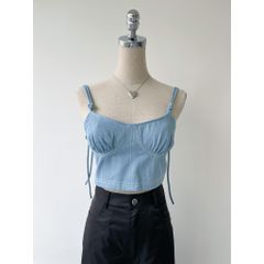Áo croptop nữ dáng ôm chất denim 100% mềm mịn, Áo croptop ôm corset sexy bebie | YONA TOP | Secodee