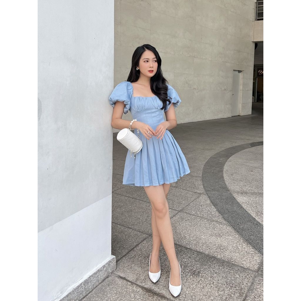 Đầm nữ tay phồng xếp ly form ngắn WYNA DRESS - GOÛT DE JUN