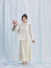 Chân váy Nữ GORGEH Lụa Dáng Dài Phối Ren GOÛT DE JUN