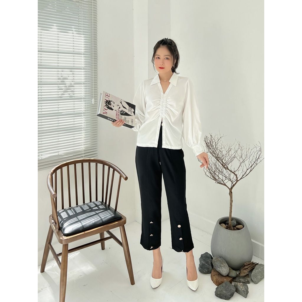 GOÛT DE JUN - Áo sơ mi freesize nhún ngực - XUCHI SHIRT