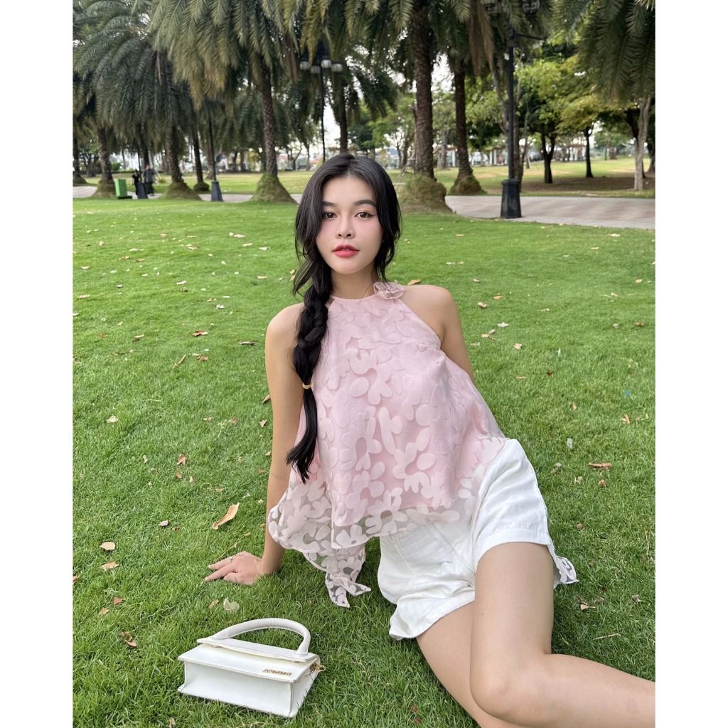 Áo Nữ Thiết Kế Cổ Yếm Phối Tua Rua Bánh Bèo (Tặng Charm Hoa Rời) - LUNI TOP - GOÛT DE JUN