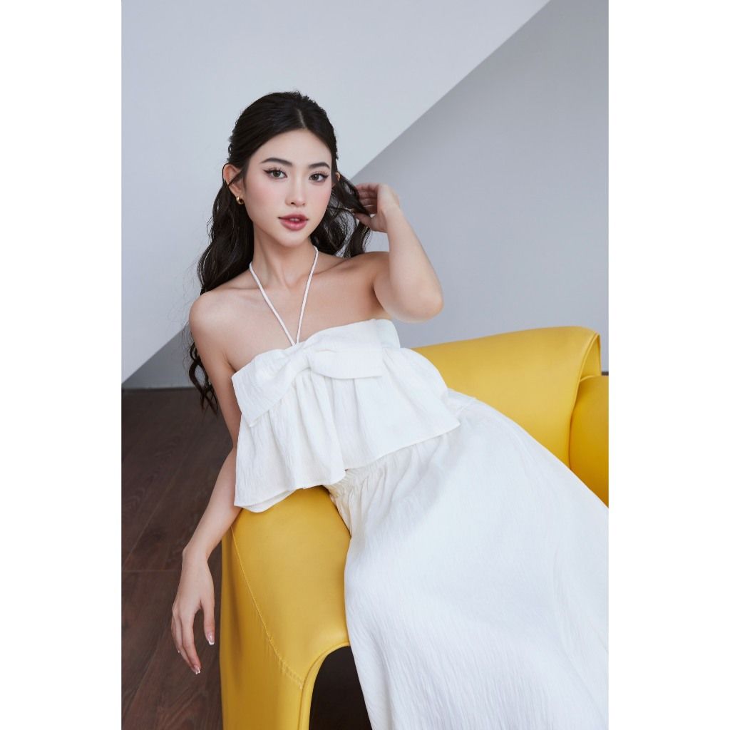 Set Áo Croptop Cột Nơ Mùa Hè Phối Chân Váy Dài (bán lẻ) - WASSI SET - GOÛT DE JUN