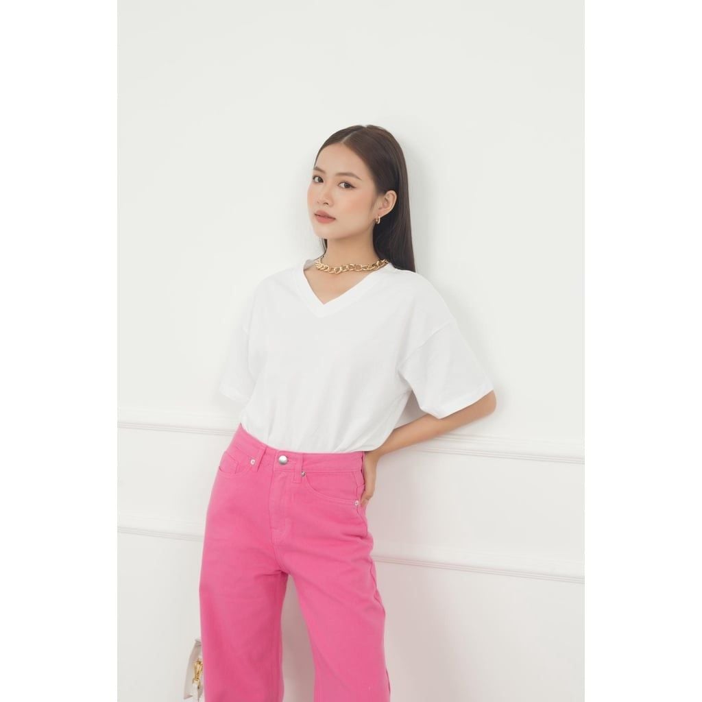 GOÛT DE JUN - Áo thun trơn cổ V - Basic V Tee