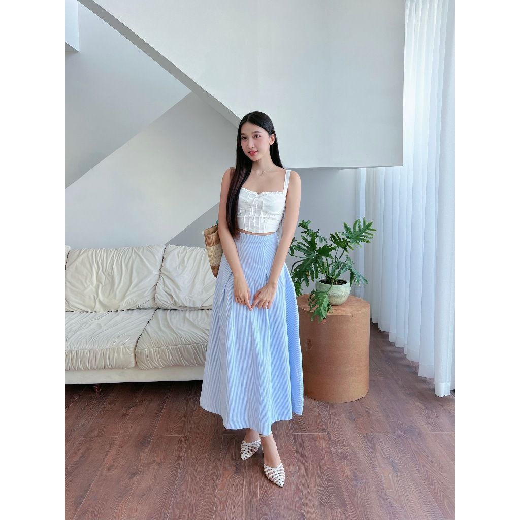 Chân Váy Nữ Dáng Dài Kẻ Sọc Basic - ROSEY SKIRT - GOÛT DE JUN