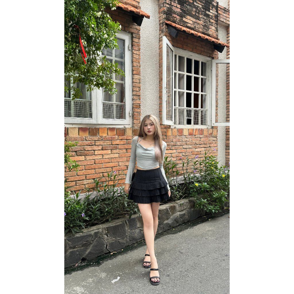 Áo Croptop Nữ Dài Tay Phối Cổ Đổ Nữ Tính  - RANCO TOP - GOÛT DE JUN