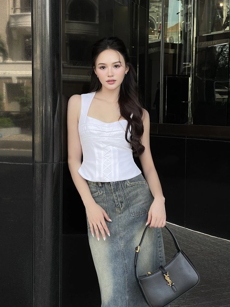 Áo Nữ Sát Nách Cổ Vuông Cá Tính - JIWON TOP - GOÛT DE JUN