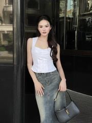 Áo Nữ Sát Nách Cổ Vuông Cá Tính - JIWON TOP - GOÛT DE JUN