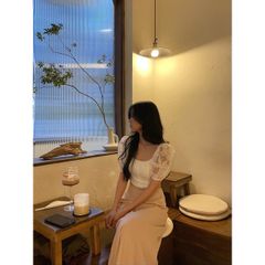 GOÛT DE JUN - Áo Croptop nữ tay phồng họa tiết hoa - Jiso Top