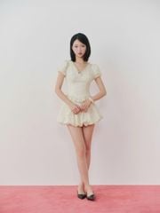 (Bán Lẻ) Set Nữ DREASY Áo Tay Phồng Chấm Bi Cổ Chữ V Và Chân Váy Bí Dễ Thương  GOÛT DE JUN