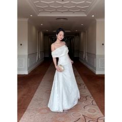 Đầm Nữ Trễ Vai Dáng Dài Họa Tiết Nổi Nữ Tính Dịu Dàng - DANNA DRESS - GOÛT DE JUN