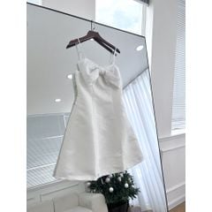 Đầm nữ tafta hai dây bản nơ to đính đá form xòe BOW DRESS - GOÛT DE JUN