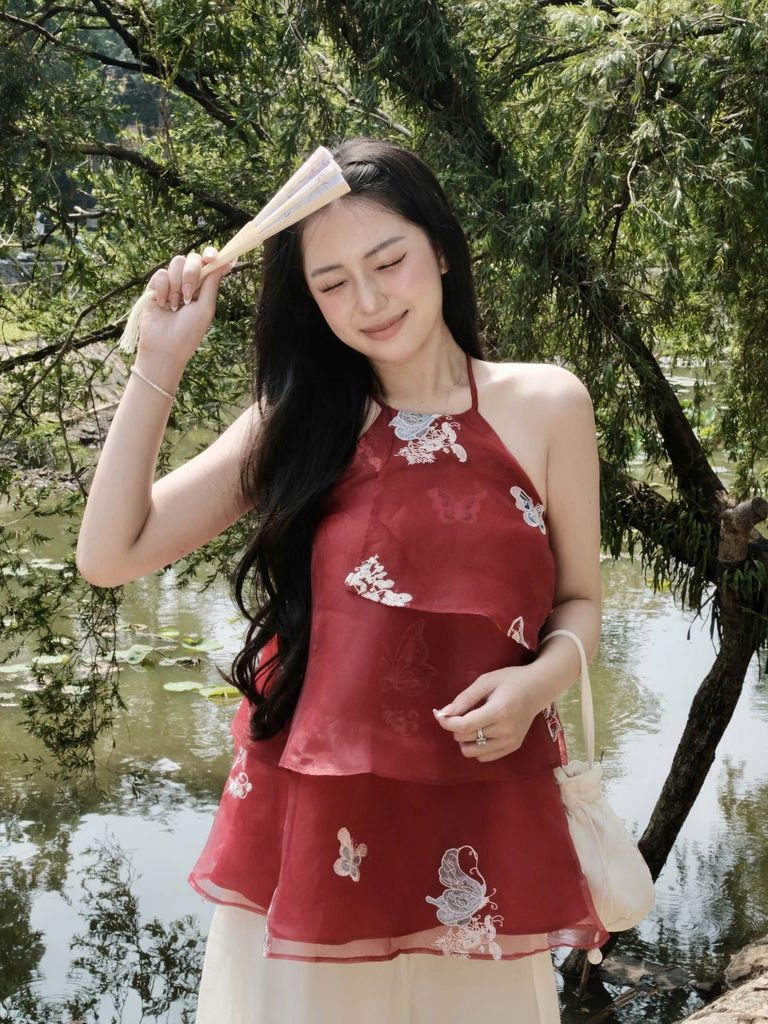 Áo Nữ BÍCH LẠC Cổ Yếm Phối Tầng Nữ Tính GOÛT DE JUN