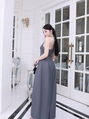 Jumpsuit Nữ AURENS JUMPS Cổ Yếm Chiết Eo Sang Trọng Thanh Lịch GOUT DE JUN