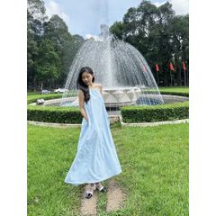 Đầm Maxi Hai Dây Thiết Kế Dáng Dài Cổ Yếm Hở Lưng Dây Rút - MADDY DRESS - GOÛT DE JUN