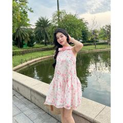 Đầm Voan Hoa Xoè Cổ Yếm Dễ Thương - GIRLY DRESS - GOÛT DE JUN