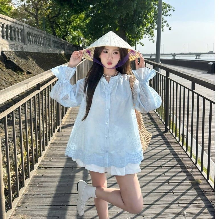 Áo Babydoll Nữ Cổ Trụ Viền Bèo Bo Tay Siêu Xinh - TAWON TOP - GOÛT DE JUN