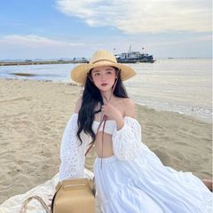 GOÛT DE JUN - Áo Croptop Nữ Trễ Vai Tay Phồng - MILA TOP