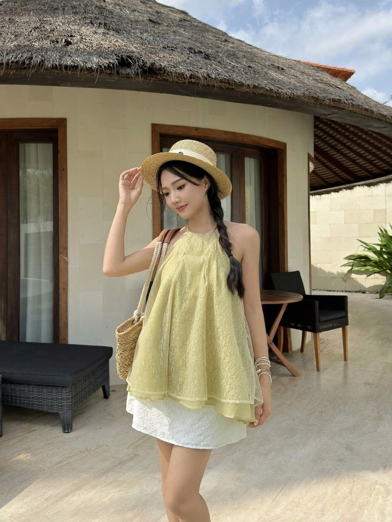 Áo Nữ SEBILK Cổ Yếm Dáng Xòe Dễ Thương GOUT DE JUN