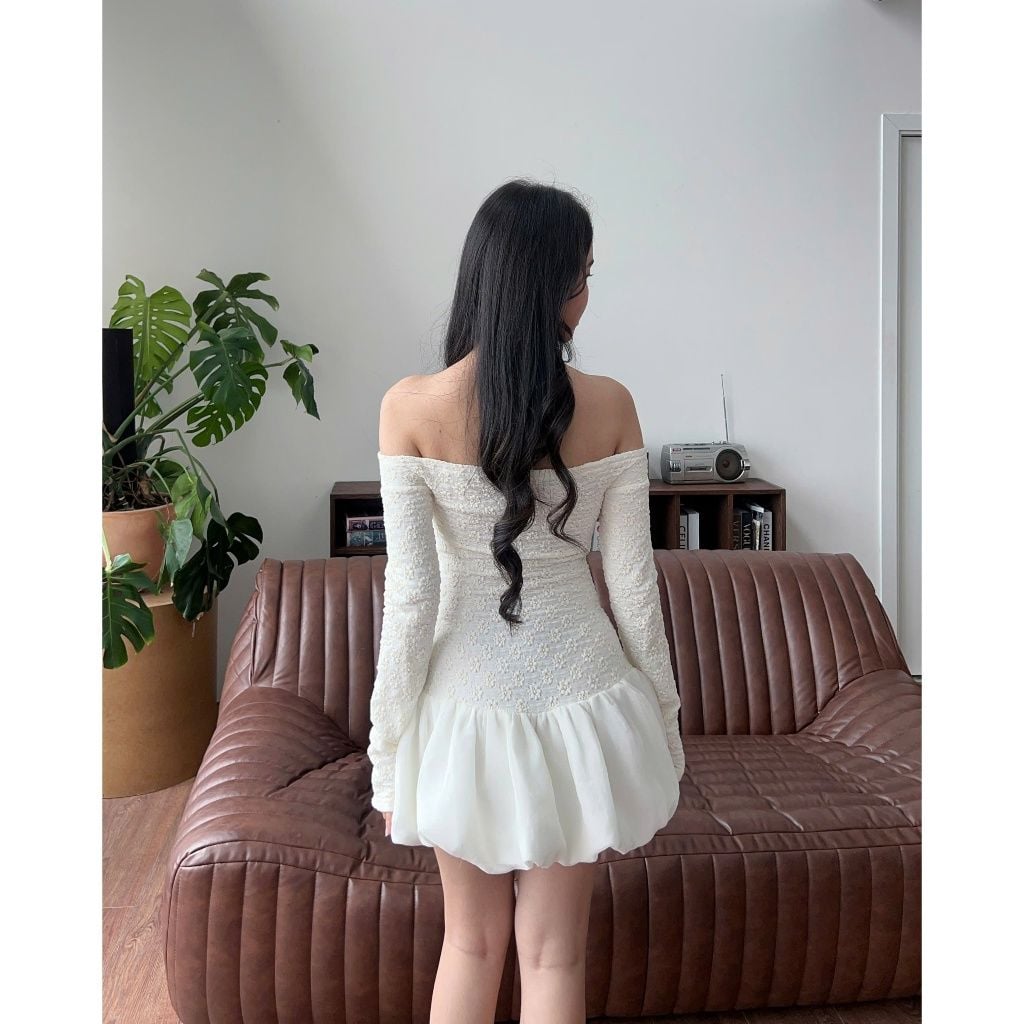 Đầm Nữ Mini Trễ Vai Ôm Body Tay Dài Dáng Bí  - JULEN DRESS - GOÛT DE JUN