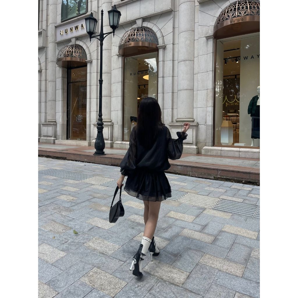 Đầm Nữ Tay Dài Phồng Phối Tầng Xòe Nữ Tính Dễ Thương (Kèm Quần Bảo Hộ) - JOYCE DRESS - GOÛT DE JUN