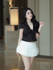 Áo Nữ SORCIE Cổ V Tay Phồng Thắt Dây Ôm Body GOUT DE JUN