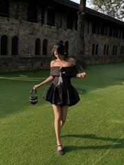 Đầm Nữ Mini Trễ Vai Form Bí Chất Liệu Tweed Sang Trọng - LIURI DRESS - GOÛT DE JUN