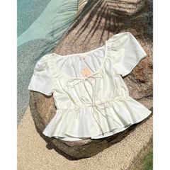 Áo Nữ Babydoll Tay Phồng Thắt Nơ Bánh Bèo Freesize  - RUNE TOP - GOÛT DE JUN