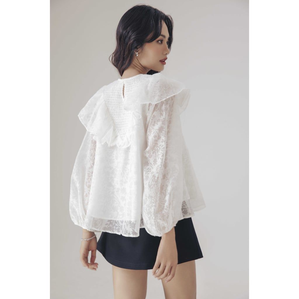 GOÛT DE JUN - Áo Babydoll Nữ Phối Cổ Bèo Tiểu Thư - JANIE TOP