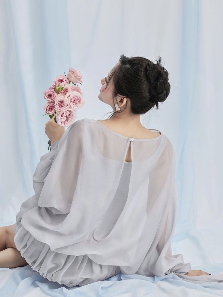 Đầm Nữ ARRIAL Voan Tơ Tay Phồng Cánh Dơi Sang Trọng Dự Tiệc GOÛT DE JUN